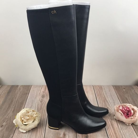 Calvin Klein Black and White Heeled Boots - Picture 8 of 8